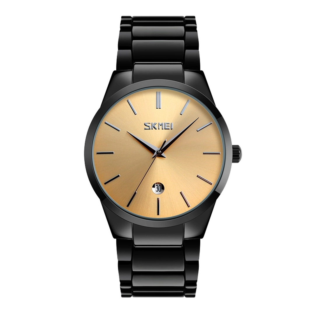 SKMEI 9140 Black Stainless Steel Analog Luxury Watch For Men Golden skmei-9140-black-stainless-steel-analog-luxury-watch-for-men-golden