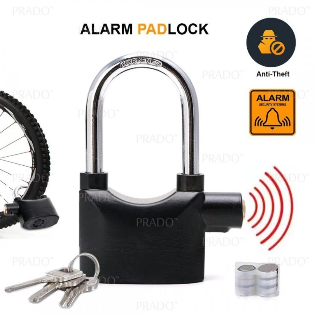 Normal Lock Gold BIG SIZE Security Alarm Lock for Bike and Door - Black and Silver