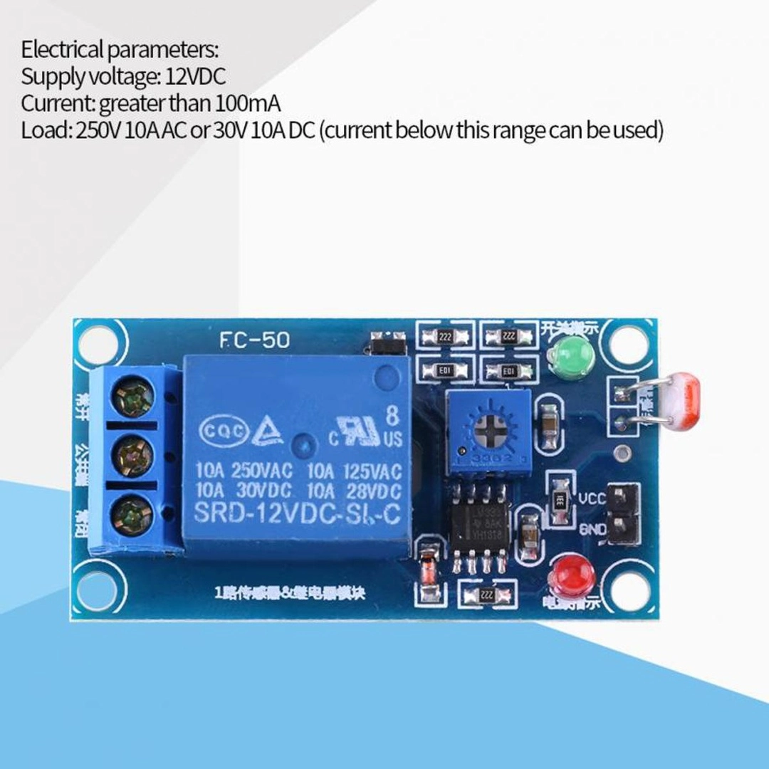 12V Stable LDR Photoresistor Relay Module Controller Light Sensor ...