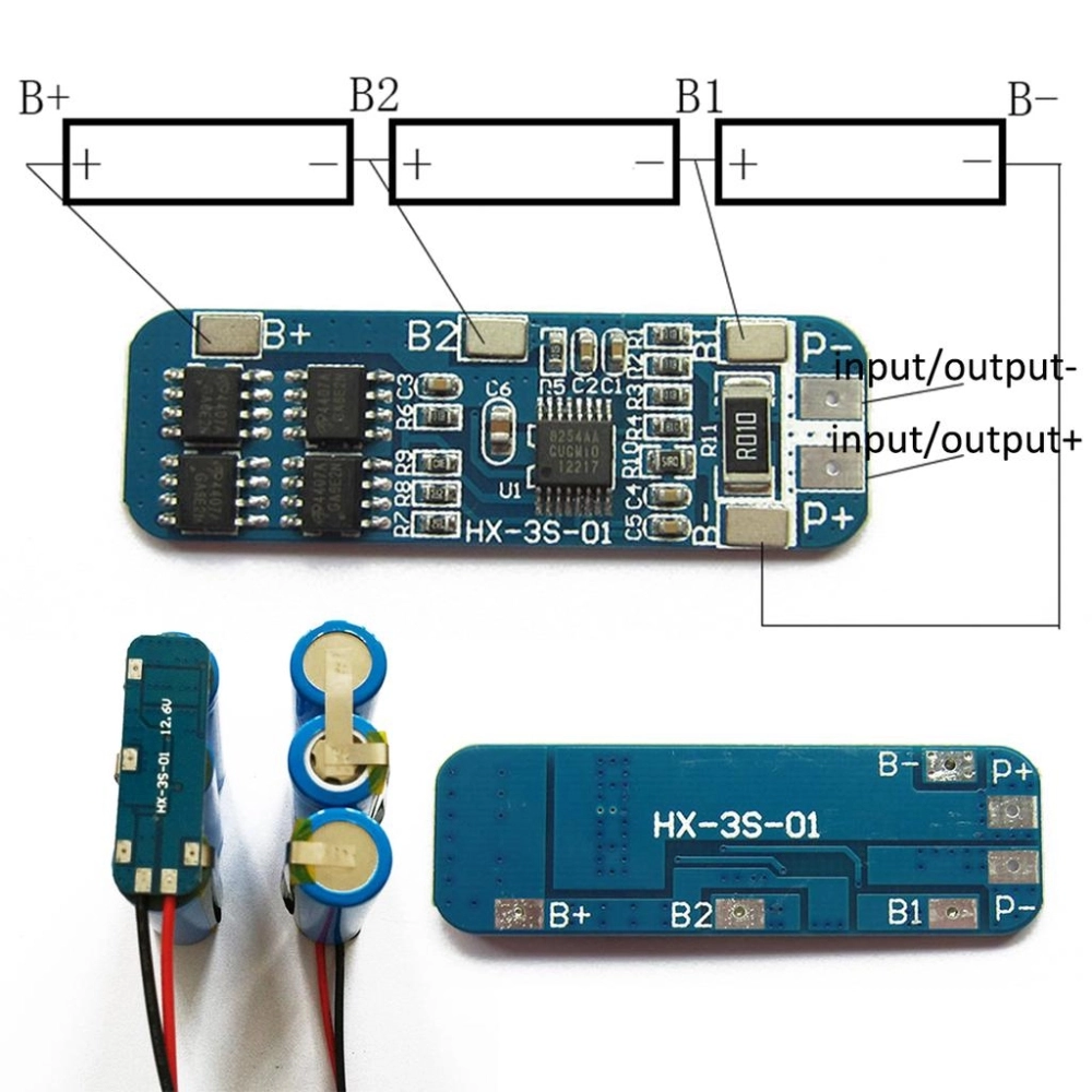 10A 18650 3S 12V BMS Charger Protection Board – HX-3S-01 For Li-ion Battery Pack