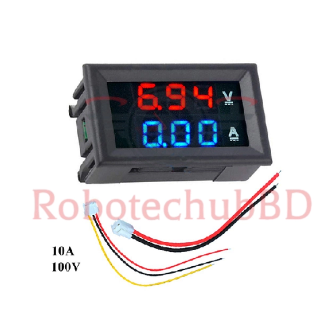 Current Display 10A Digital Volt Ampere Meter | DC 0–100V 10A Voltage & Current Display ...