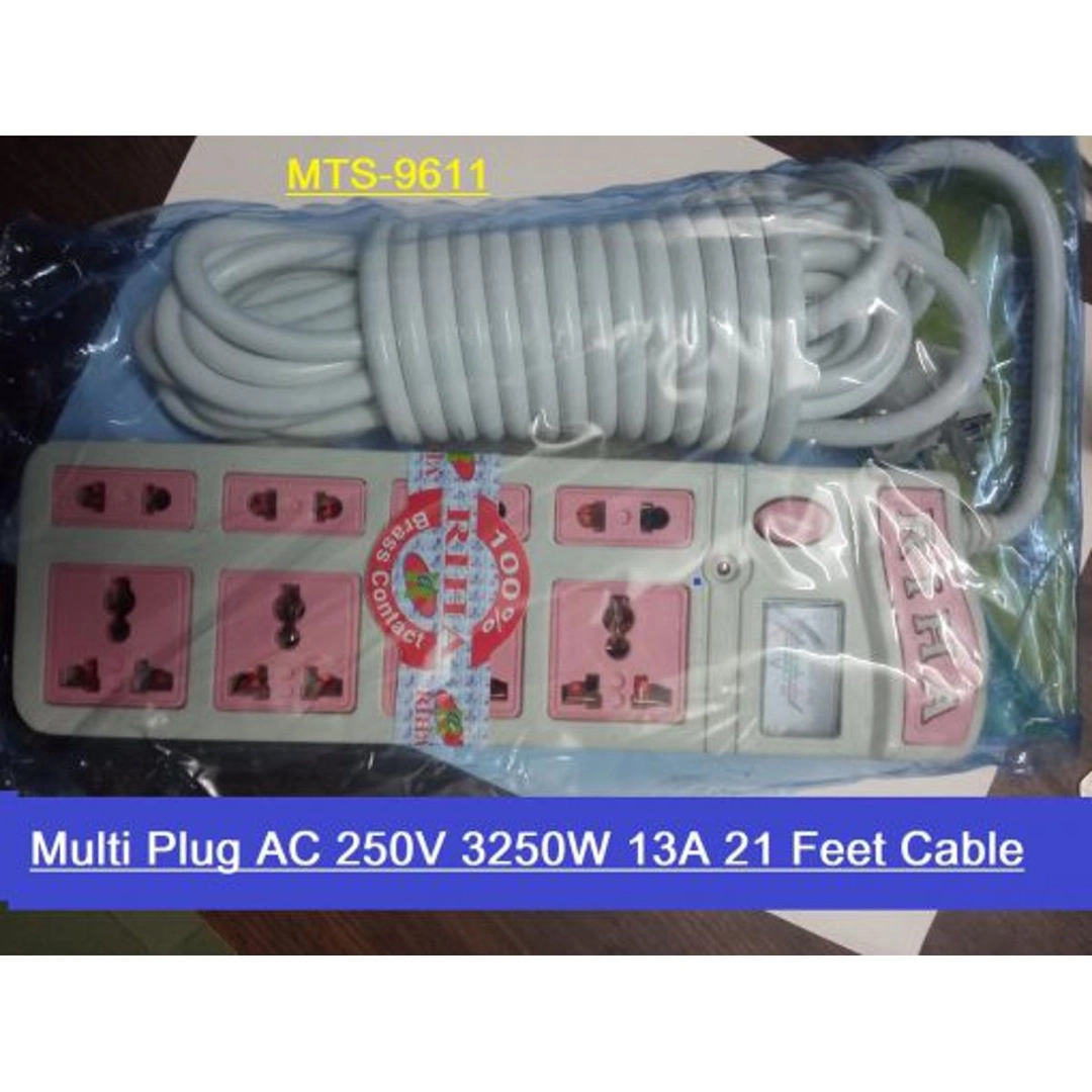 Multiplug Socket Heavy Duty Multi Plug AC 250V 3250W 13A 21 Feet Cable ...