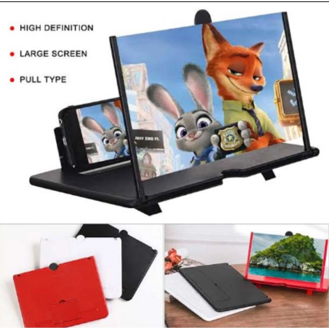 Dev Phone Stand 3D Mobile Phone Screen Amplifier Foldable Glass, Phone Holder, Movie ...