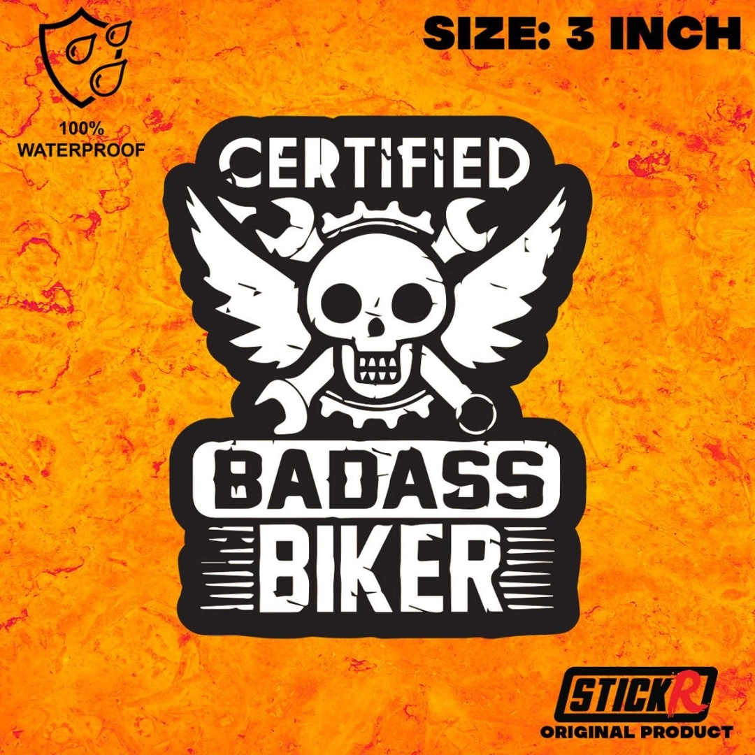Waterproof Bike Sticker Badass Biker Sticker