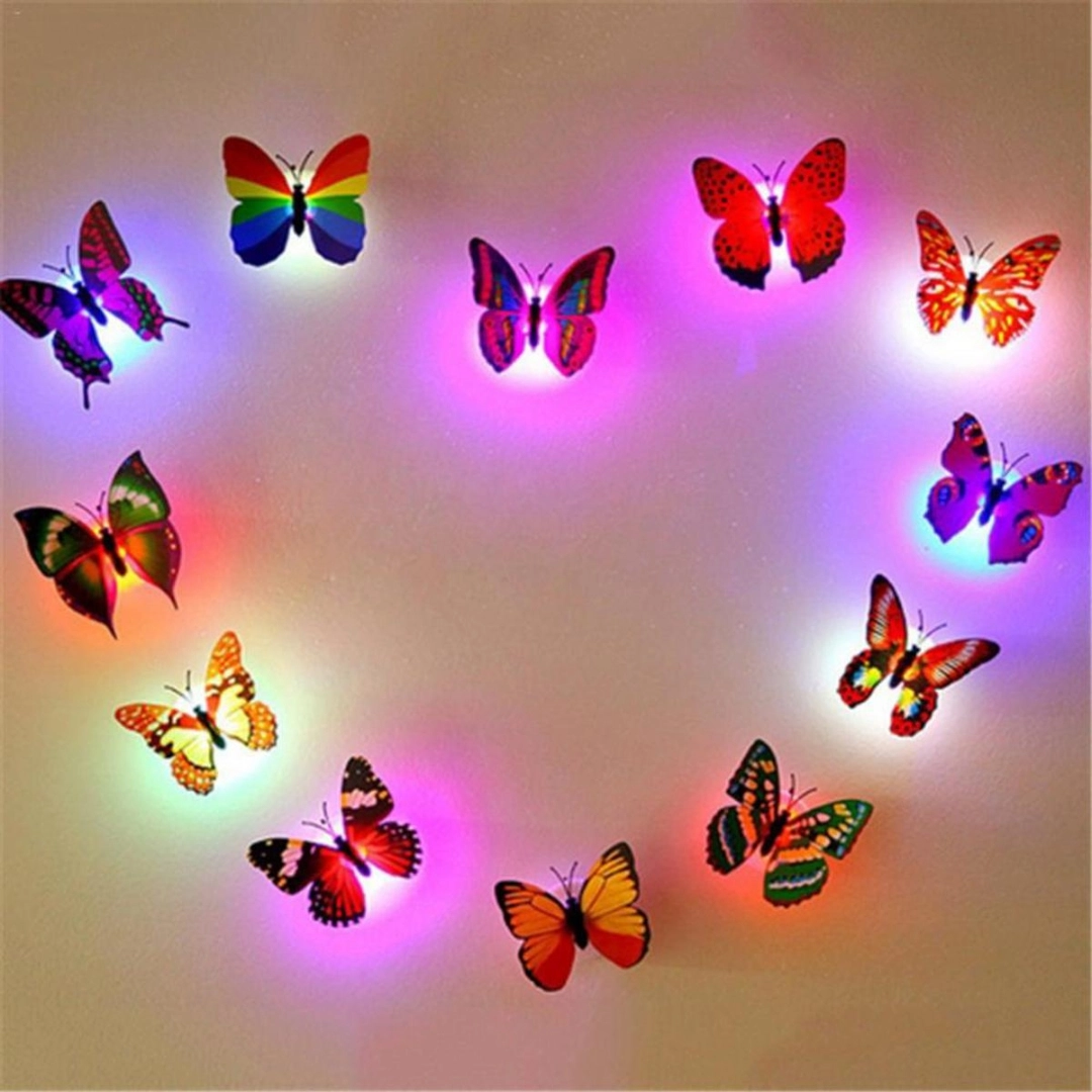5 PC LED Wall Stickers Colorful Changing Butterfly Glowing Wall Decals ...