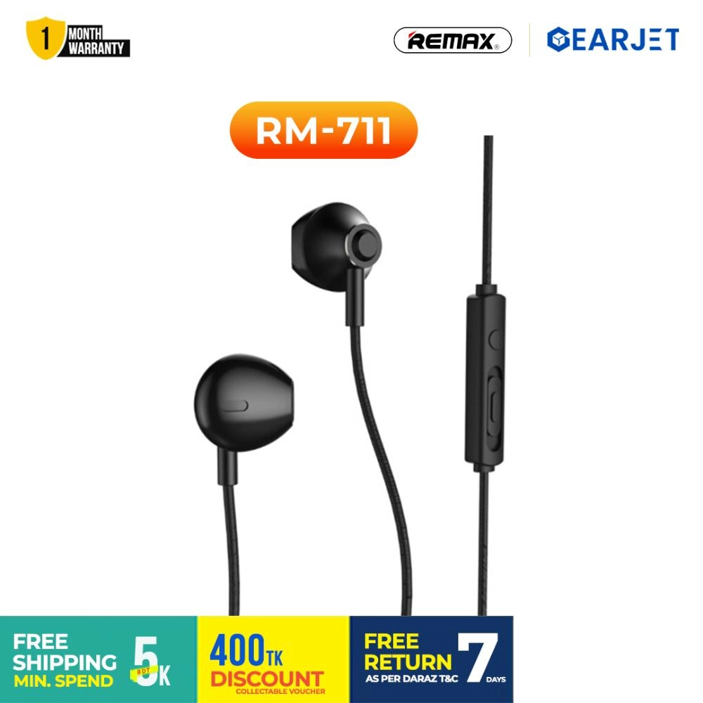 Remax Rm-711 Earphone 3.5mm Wired Headset Controlled Earplug Type Noise ...