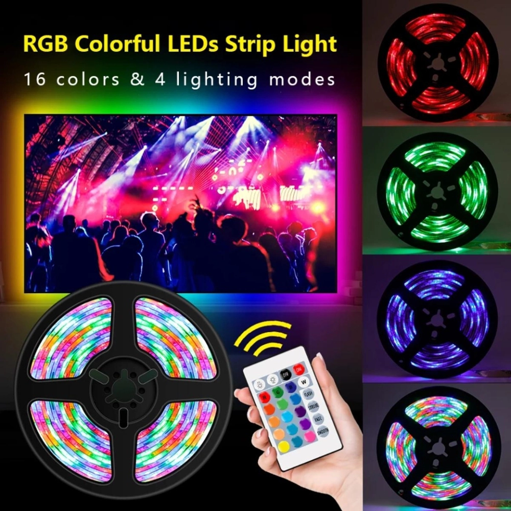 16 Color RGB 5050 LED Fiexble Strip Light 16 Feet With Remote Control ...