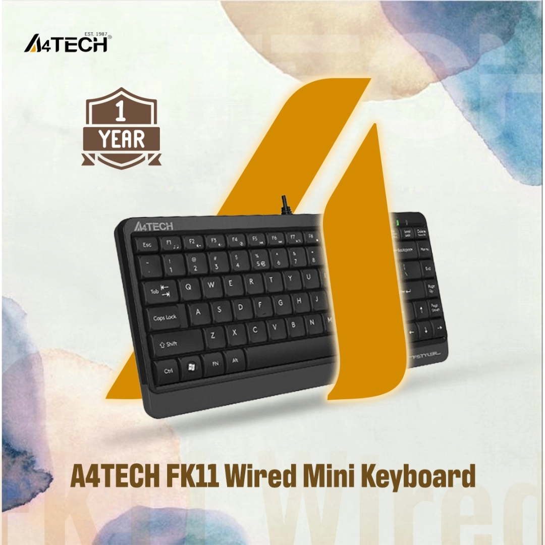 A4TECH FK11 Wired Mini Keyboard - Compact Size - Sleek Round-Square ...