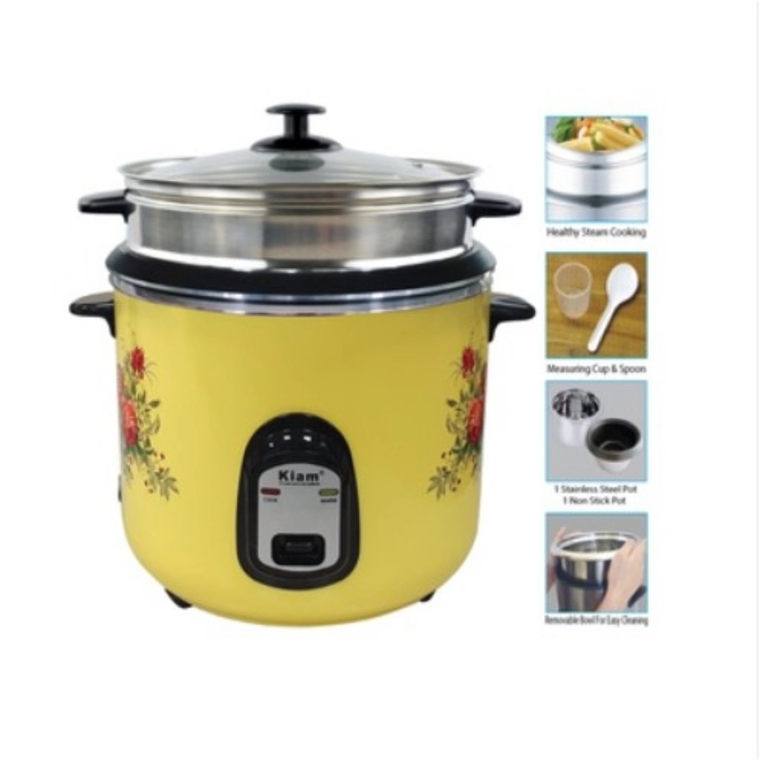 Kiam Rice Cooker Full Body 2.8 Ltr - Double pot (SS & Non Stick Pot ...