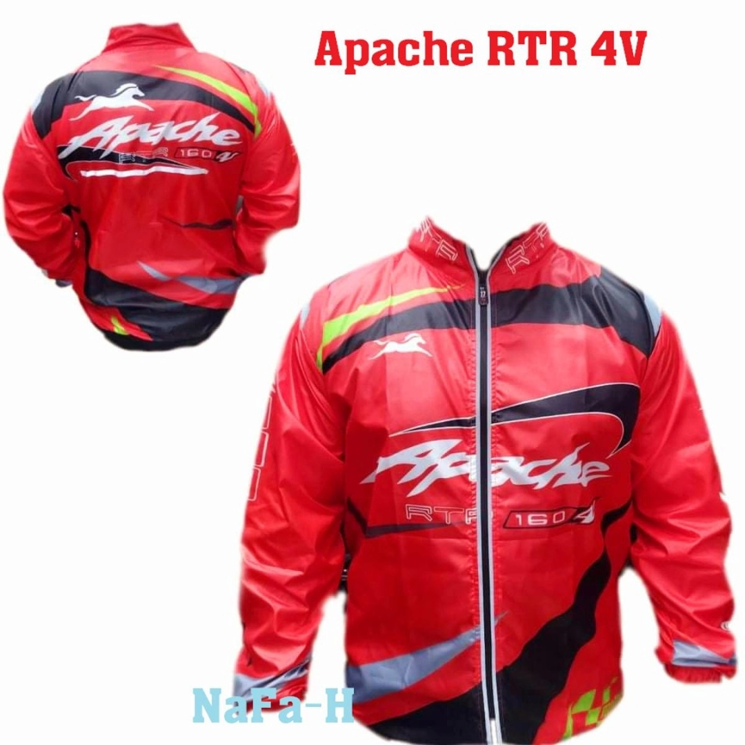 Apache Racing Jacket Apache RTR 4V Logo Dust Coat Or Windbreaker Jacket For Biker Red