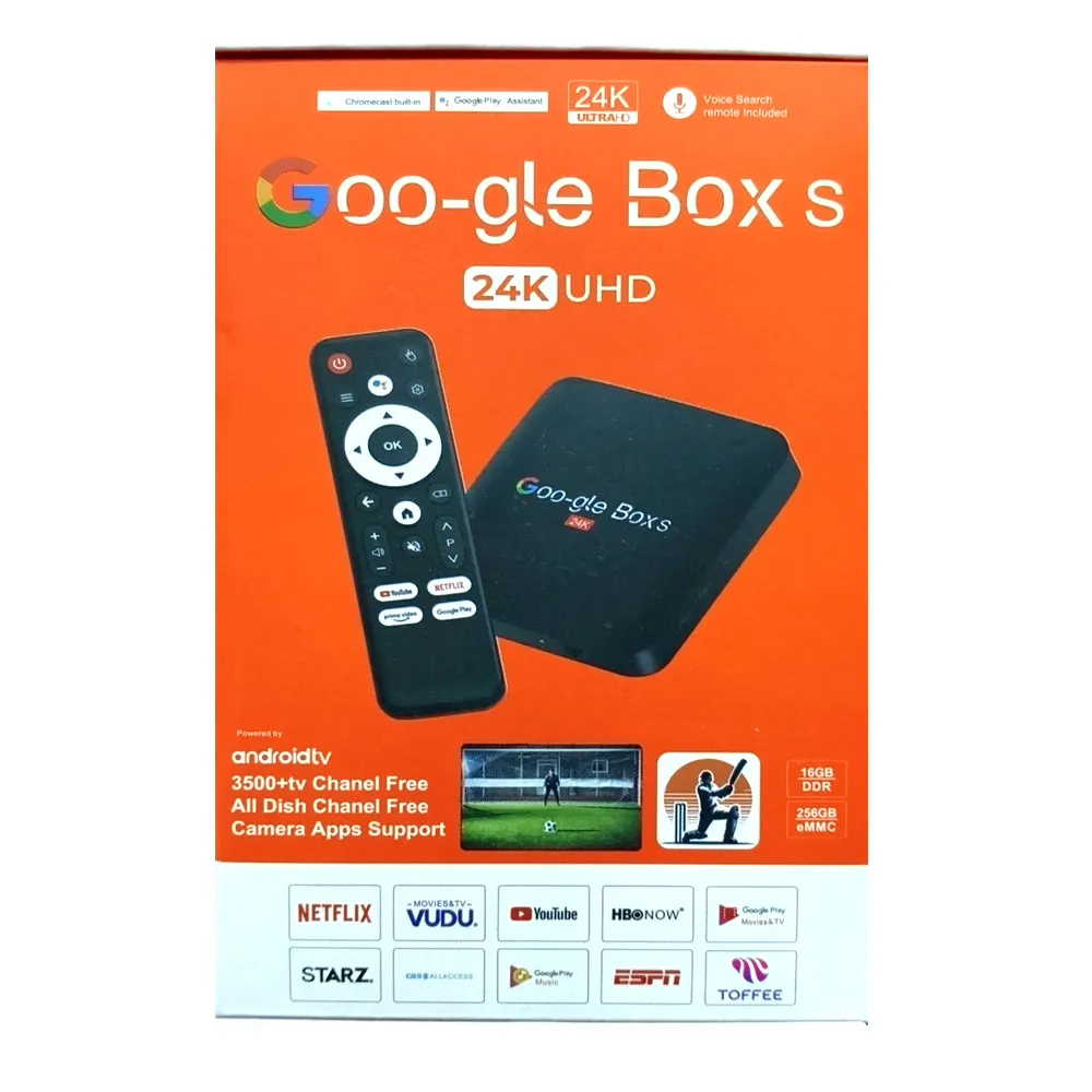Google Box S Android TV Box – 24K UHD with Camera Apps & Google
