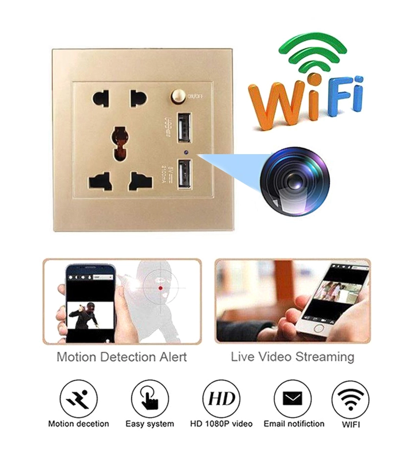 Video Camera Socket Wifi IP Camera 1080p Dvr Wall Plug Socket Video Record CCTV Wall Camera