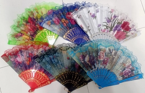 Hand Pakha Folding Chinese Hand Fan Or Hat Pakha - Made By Plastic Print Styles ...