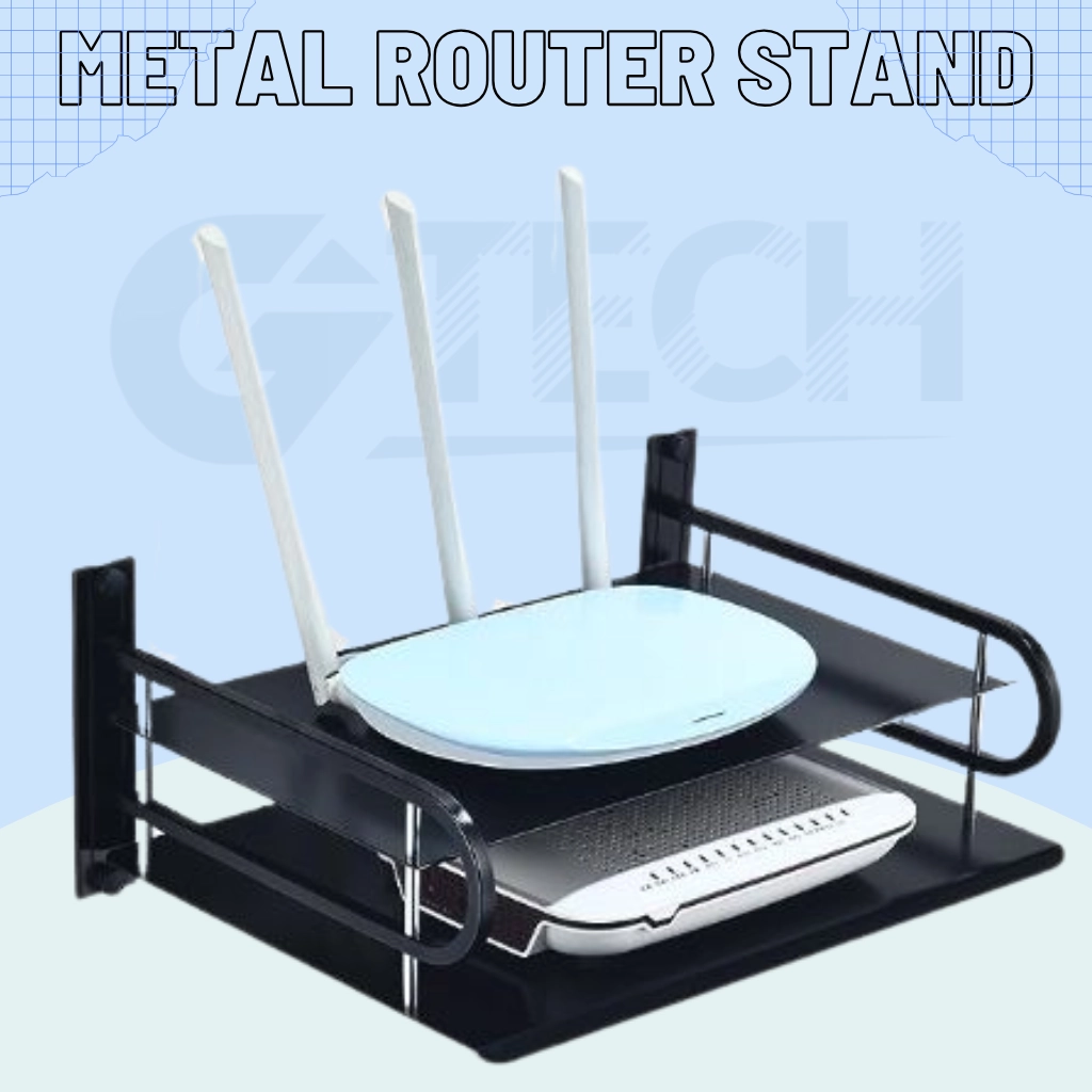 2-Layer Wall Mount WiFi Metal Router Stand – Metal Shelf for TV Box ...