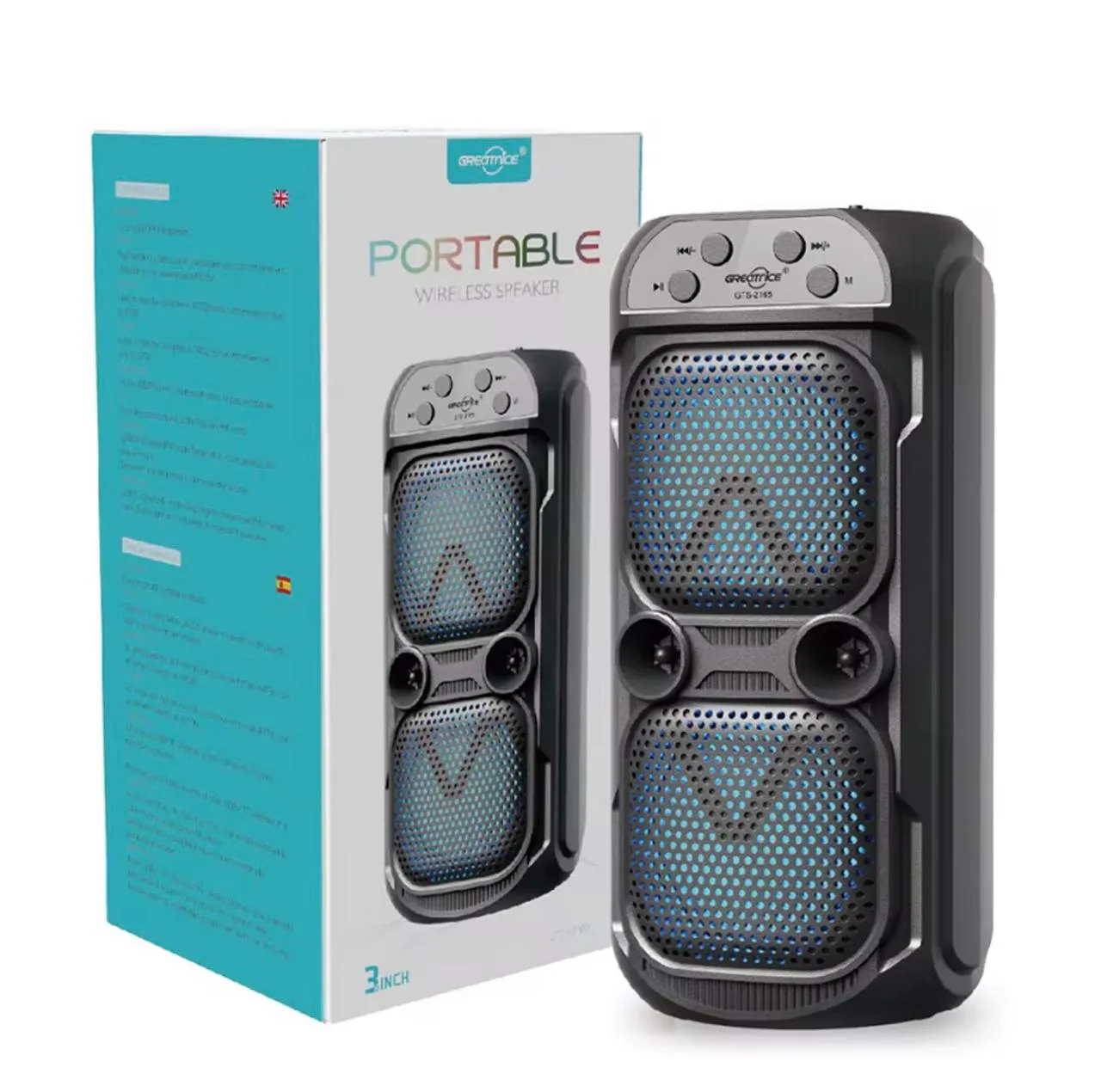 Dual GTS TWS Portable Wireless Bluetooth Speaker RGB with FM Radio | SD ...