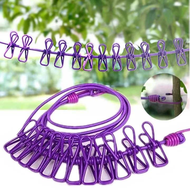 Portable Clothing Clothesline with 12 Clips Retractable Laundry Dryer ...