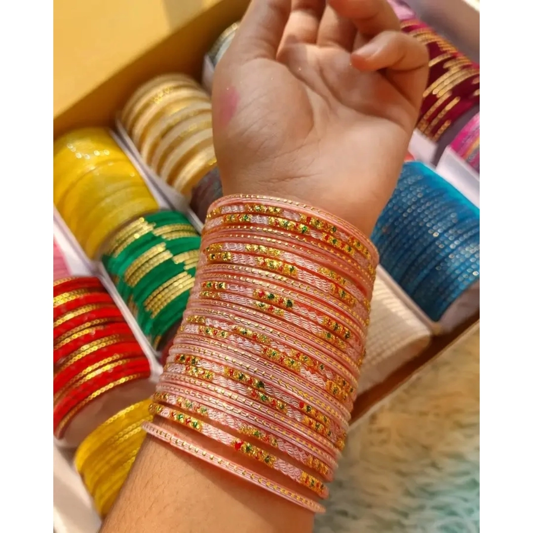 Indian Kacer Churi(1 Set For Women – Premium Reshmi Glass Bangles ...