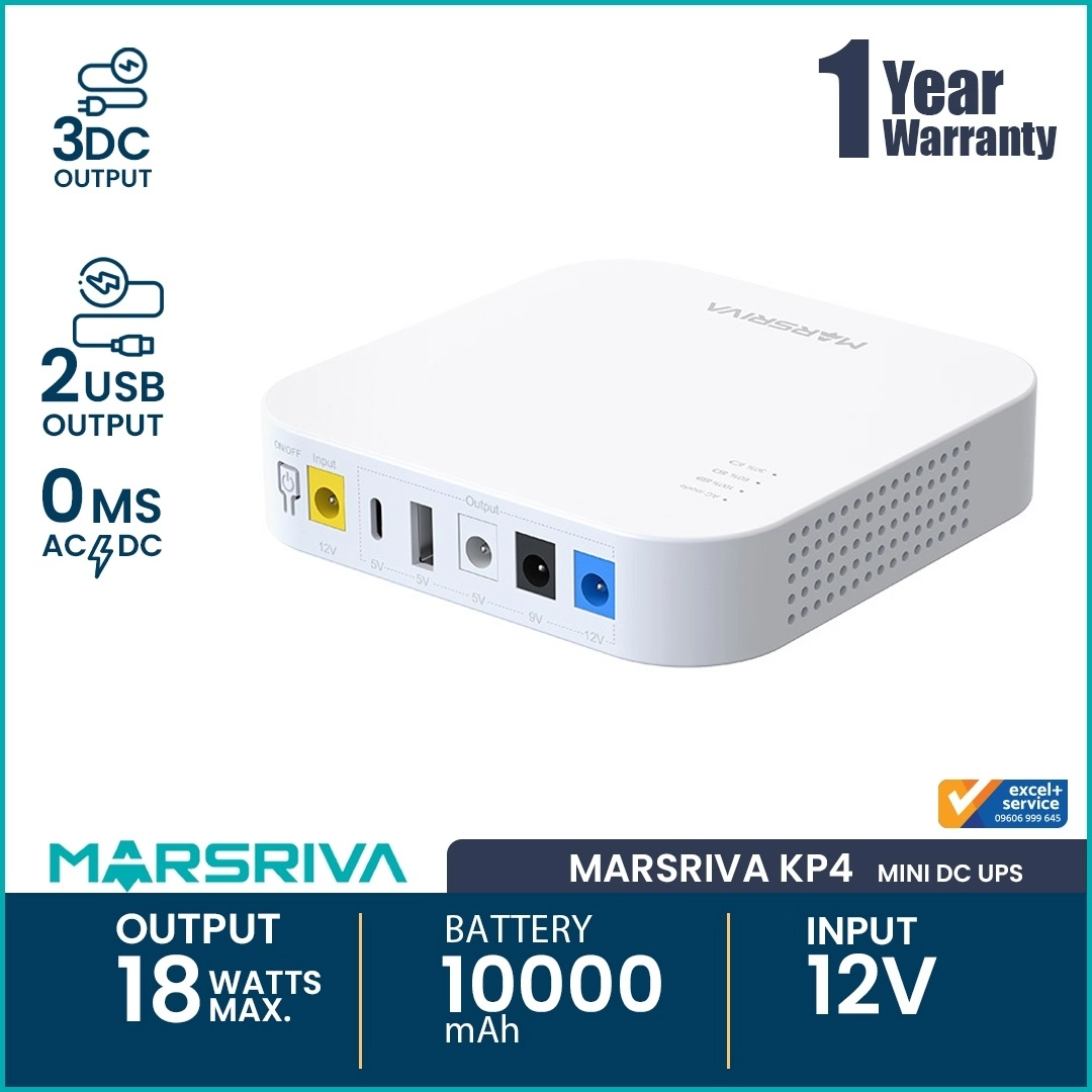 MARSRIVA KP4 10000mAh Smart Mini Router DC UPS 18Watt with 3 DC Output ...