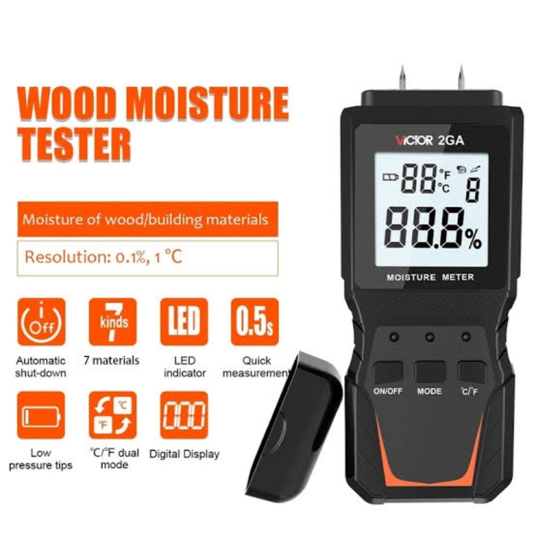 Digital Wood Moisture Meter Victor 2Ga – Handheld Timber & Wall Humidity Tester (With Free Battery)