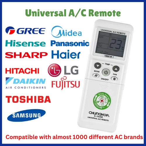 1000 in 1 Universal A/C Remote Control 8m Transmitting Distance