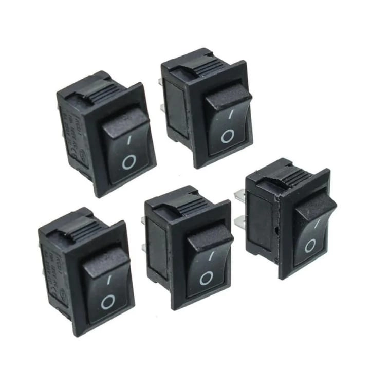 5Pcs- 6A BLACK Color MICRO Rocker Switch 3 Pin 6A 250V 2 Positions SPDT ...