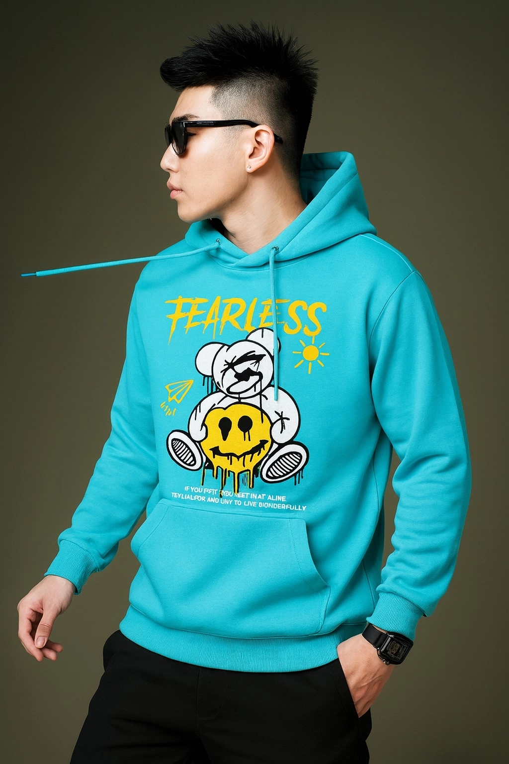 Cotton Long Sleeve Hoodie For Men - Hudi