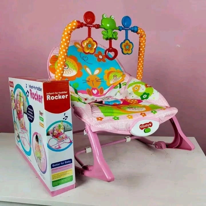 tiiBaby Infant to Toddler Rocker With Music And Vibration Baby Bouncer ...